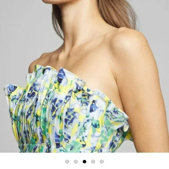 White House Black Market Floral Bustier Ruffle Strapless Size 4 - Picture 12 of 13